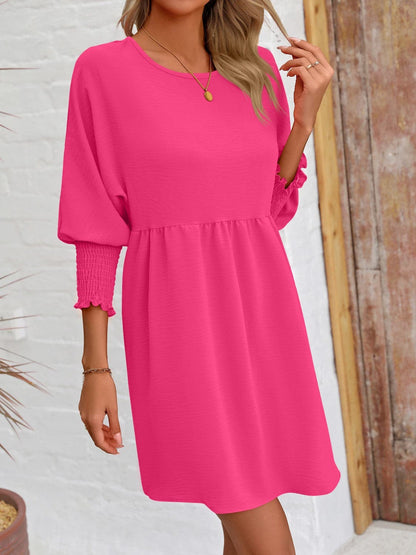 Round Neck Lantern Sleeve Mini DressFeatures: Basic style
Sheer: Opaque
Stretch: Slightly stretchy
Body: Not lined
Material composition: 100% polyester
Care instructions: Machine wash cold. Tumble dry Love Salve Round Neck Lantern Sleeve Mini Dress