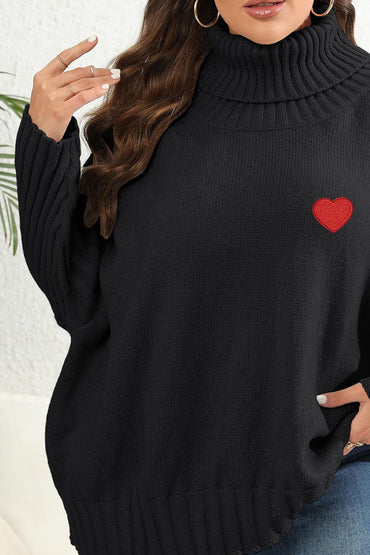 Plus Size Turtle Neck Long Sleeve Sweater.