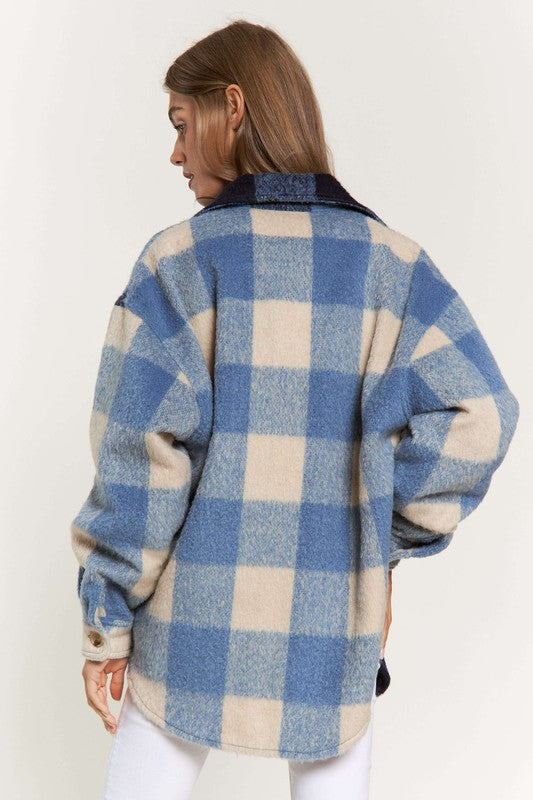 Plaid Utility Shacket with Pocket