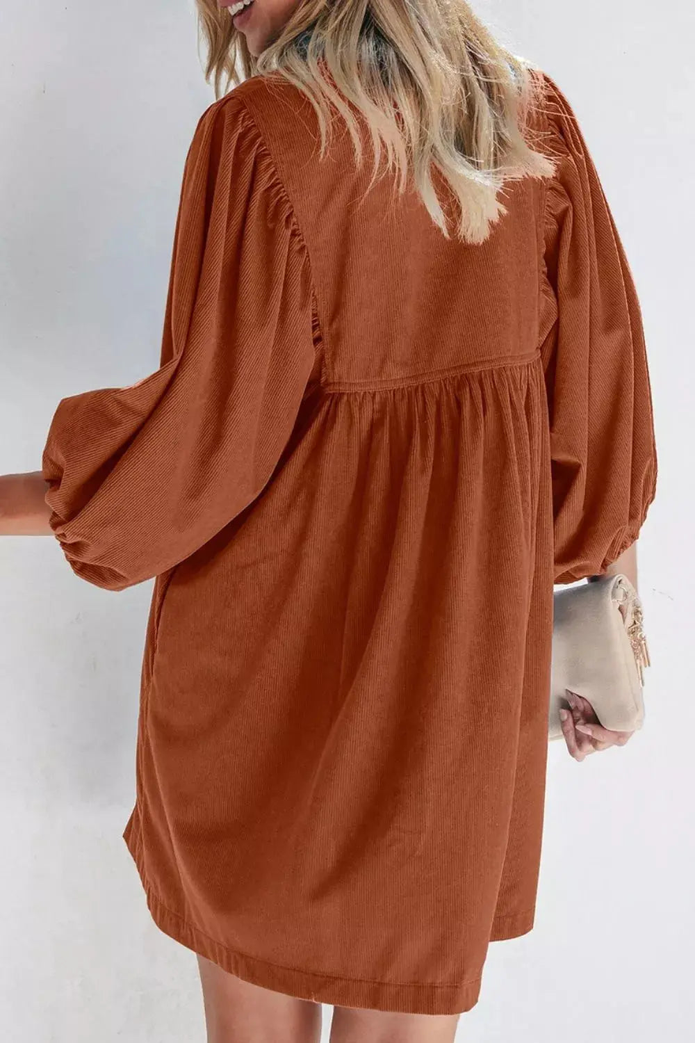 Corduroy Button-Down Babydoll Dress Simply Love