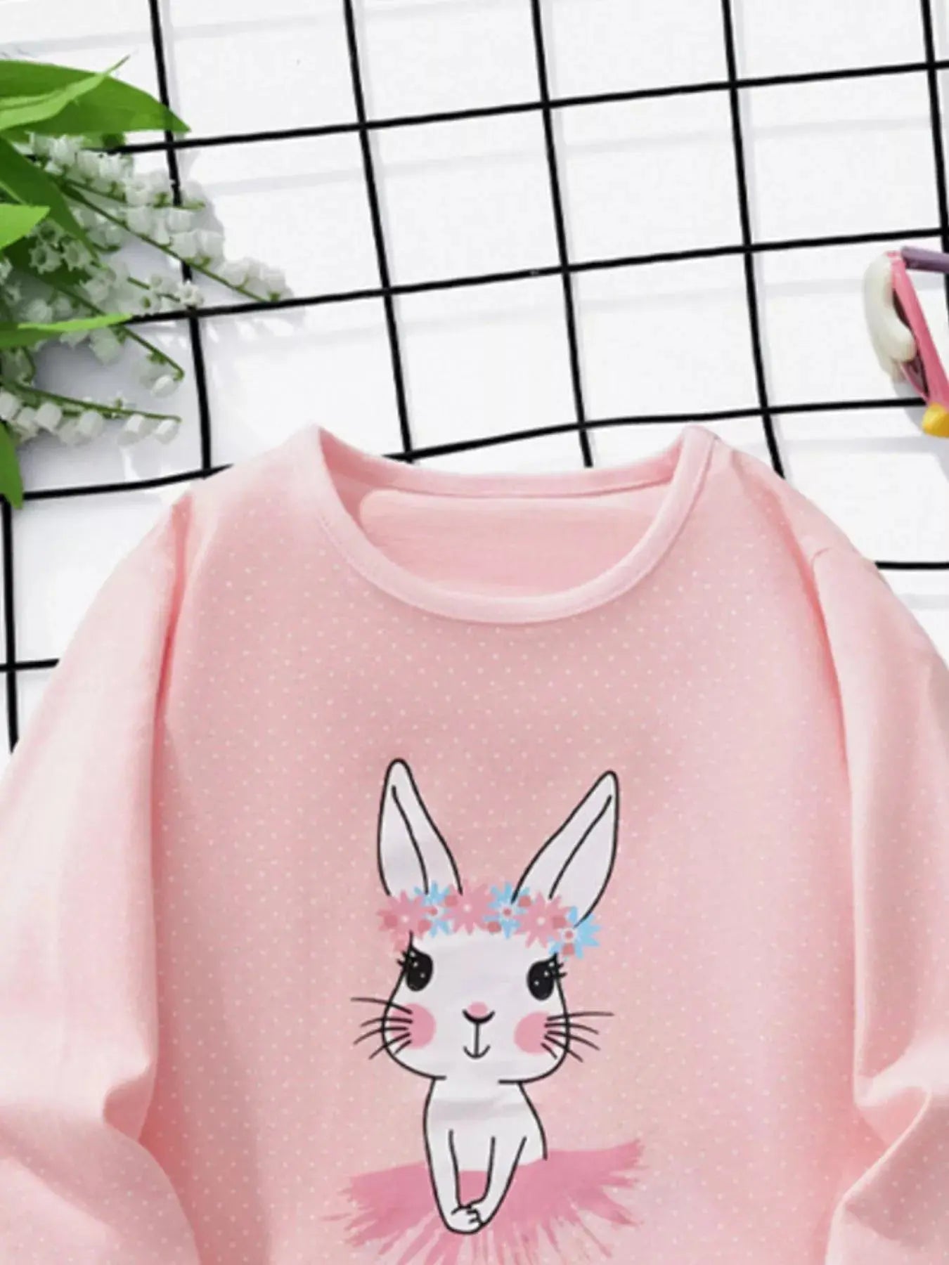 Children's Bunny Ballerina Graphic Long Sleeve T-Shirt Simply Love