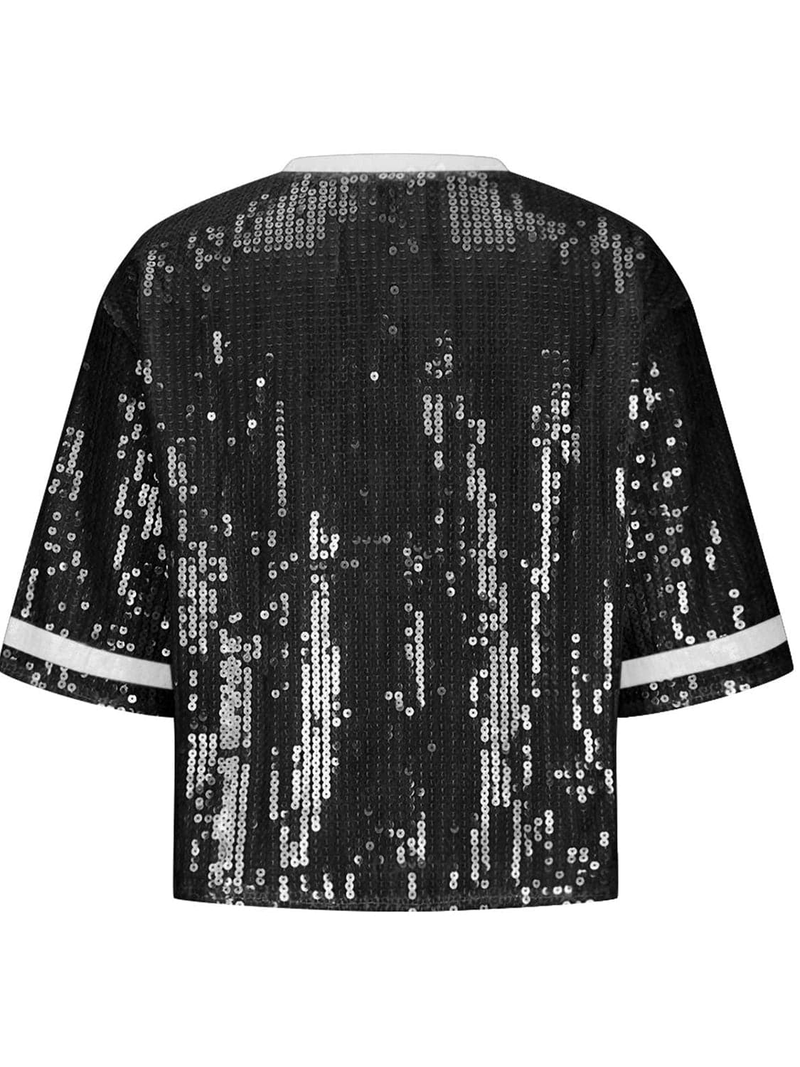 Sequin Football Round Neck Half Sleeve Top.