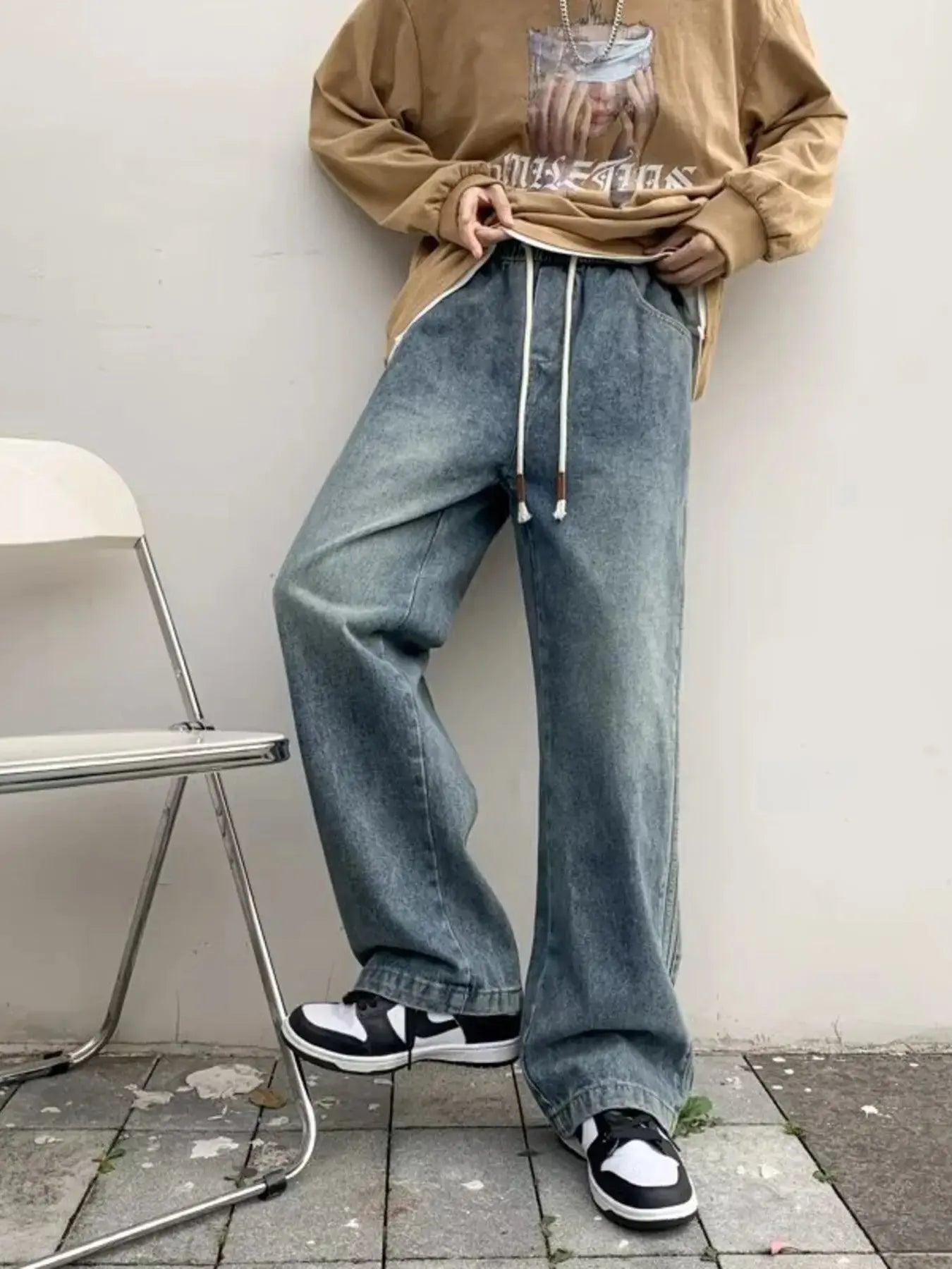 Men's Full Size Vintage Wash Wide Leg Jeans Plus Size Simply Love