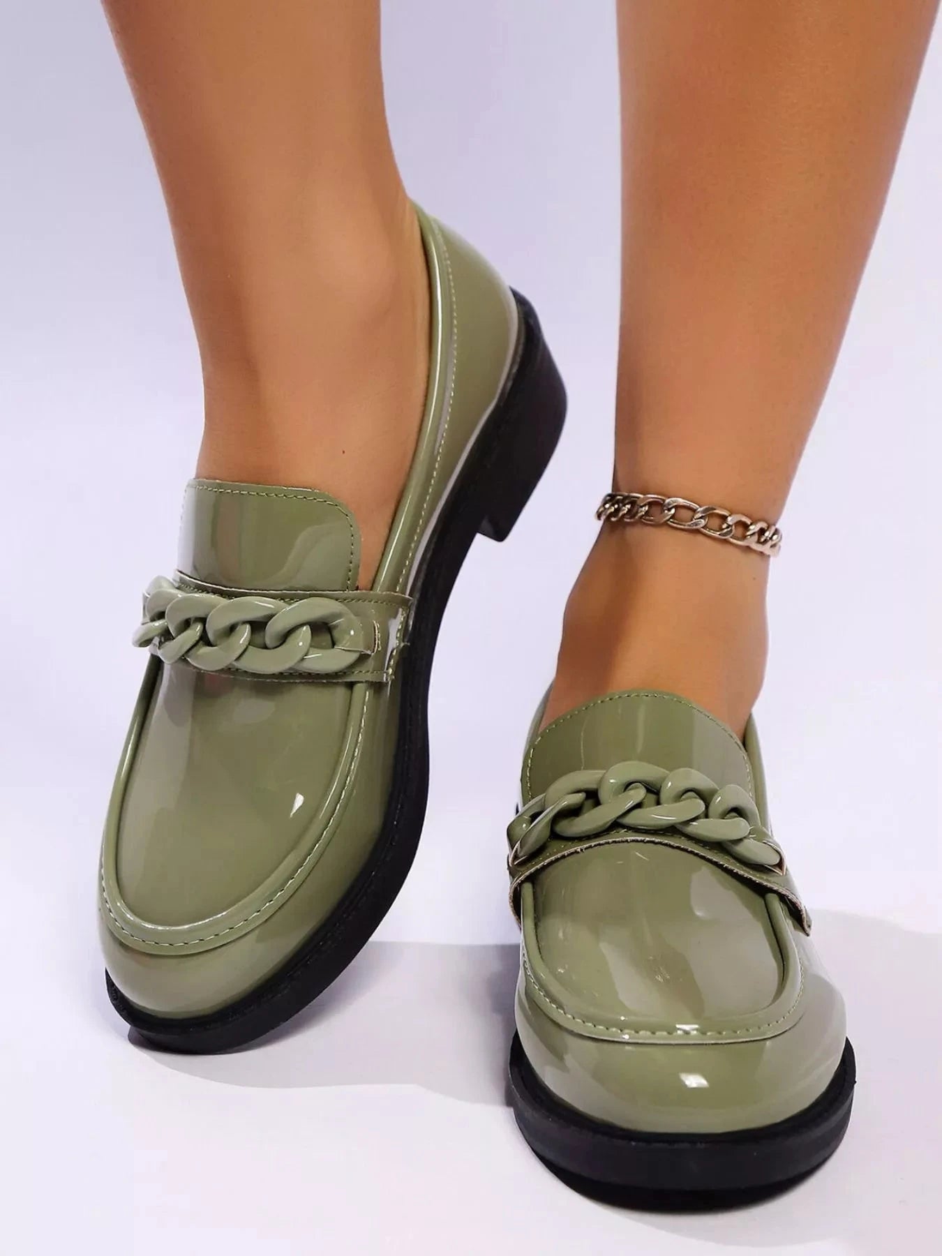 Round Toe Chain Detail Loafers Coco’s Tee Boutique