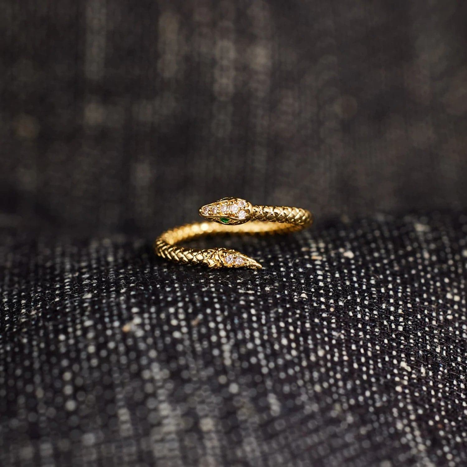 Snake Shape 18K Gold-Plated Bypass Ring.