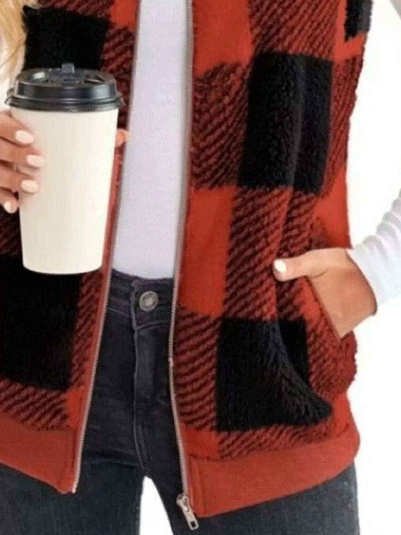 Full Size Color Block Zip Up Vest Coat Plus Size Simply Love