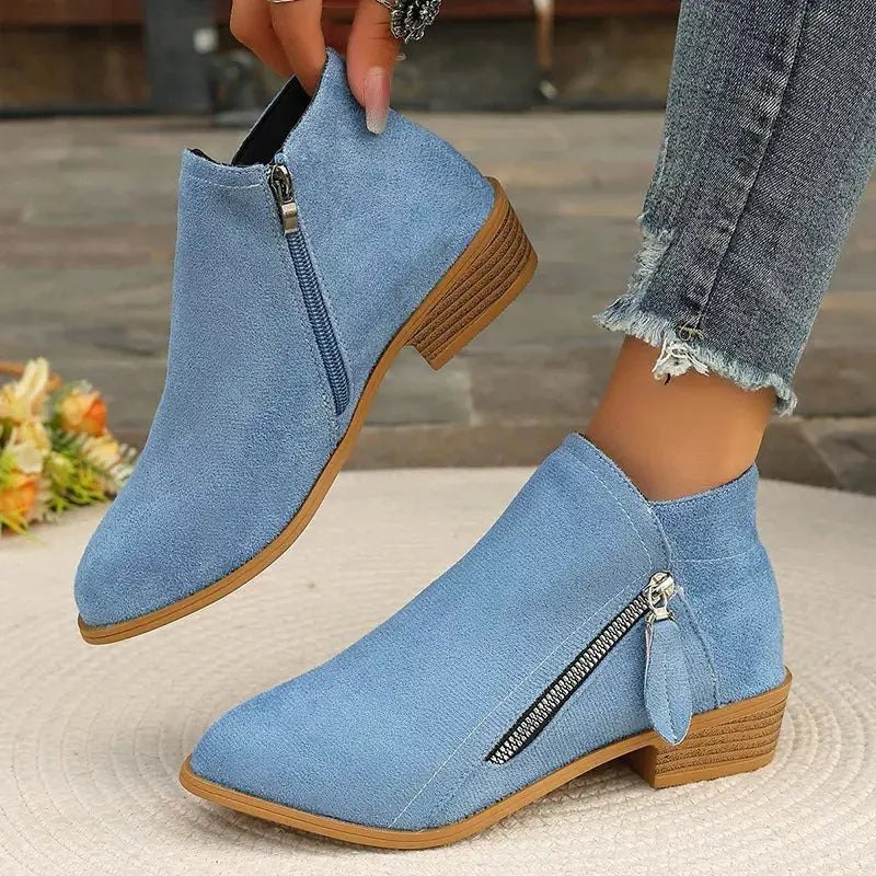 Point Toe Block Heels Boots Simply Love