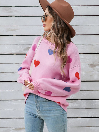 Angel Wings Heart Round Neck Long Sleeve Sweater