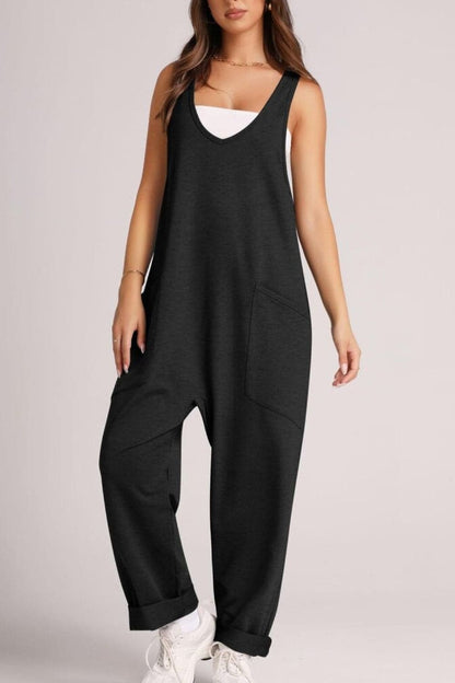 Wide Strap Jumpsuit with Pockets.