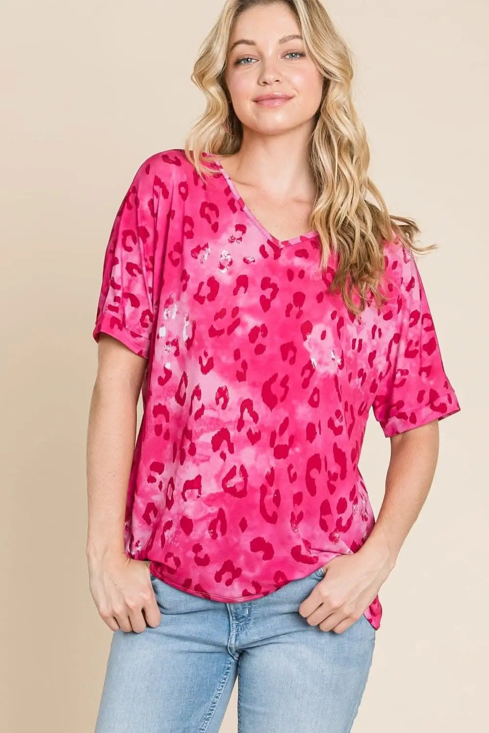 Trendy leopard v-neck tee by bombom - Love Salve 