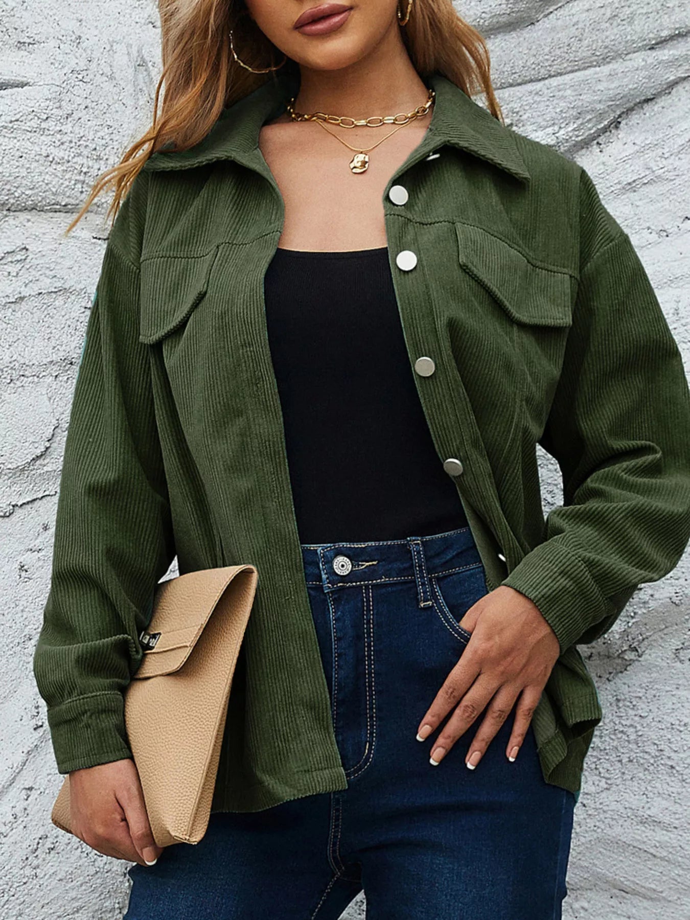 Casual Corduroy Button-Down Jacket Simply Love