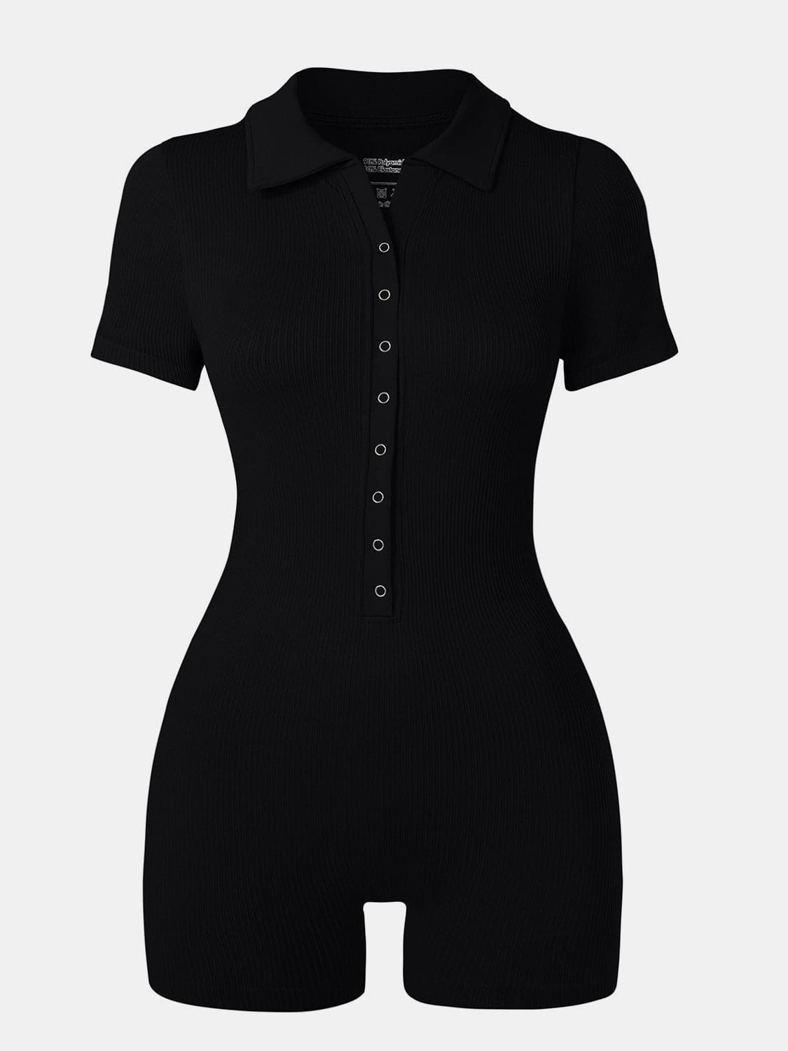 Collared Neck Short Sleeve Active Romper.