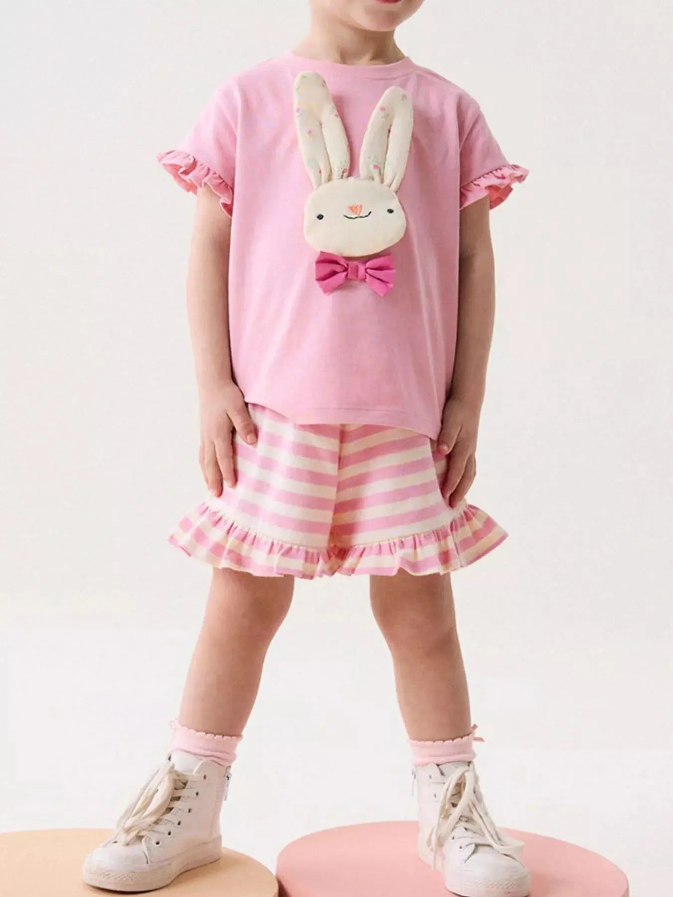 Children's Cute Bunny Applique Ruffle Trim Set Simply Love