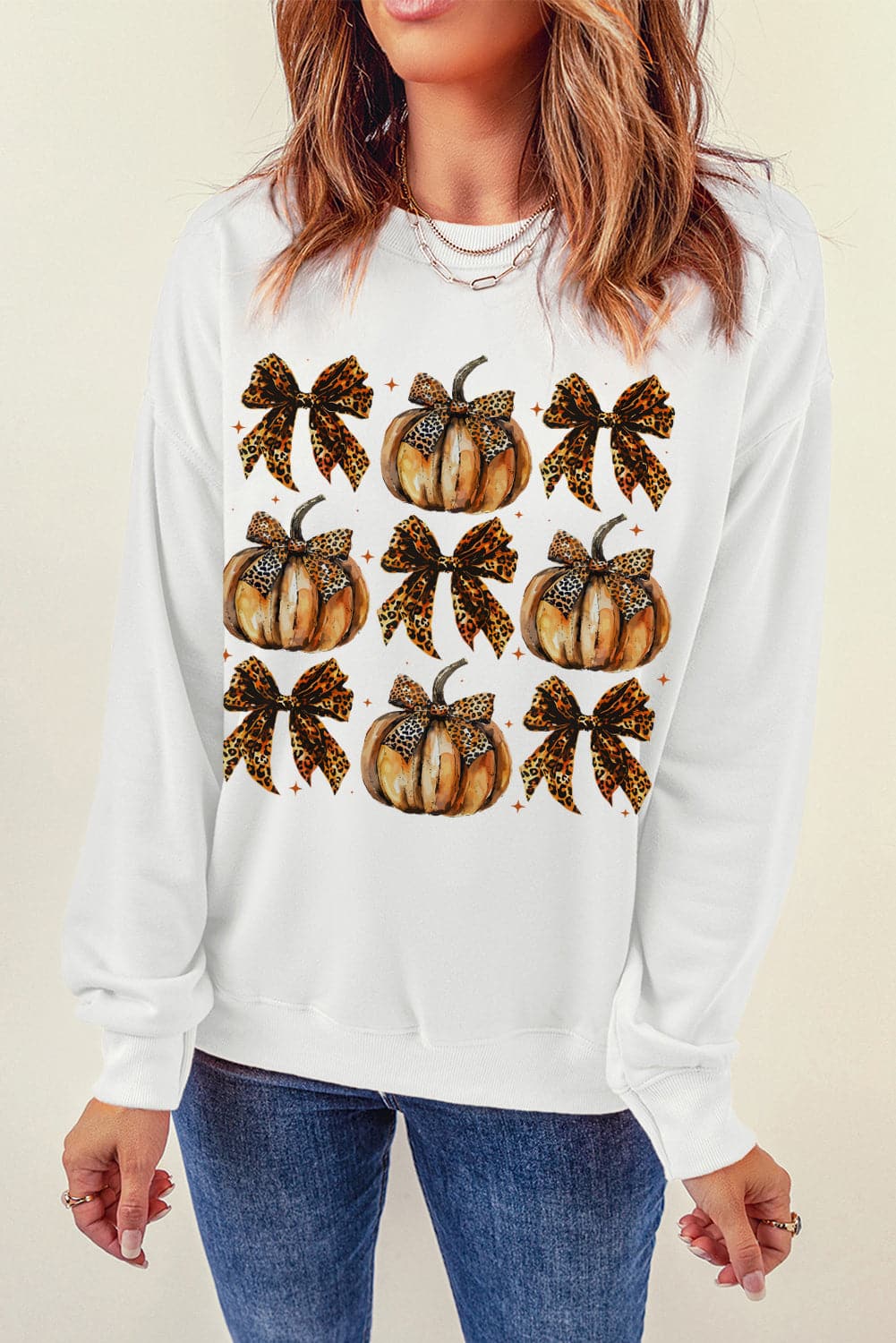 Pumpkin & Bow Graphic Long Sleeve SweatshirtFeatures: Basic style
Sheer: Opaque
Stretch: No stretch
Material composition: 50% polyester, 50% cotton
Care instructions: Machine wash cold. Tumble dry low.
ImporteLove Salve Pumpkin & Bow Graphic Long Sleeve SweatshirtSweatshirts & Hoodies