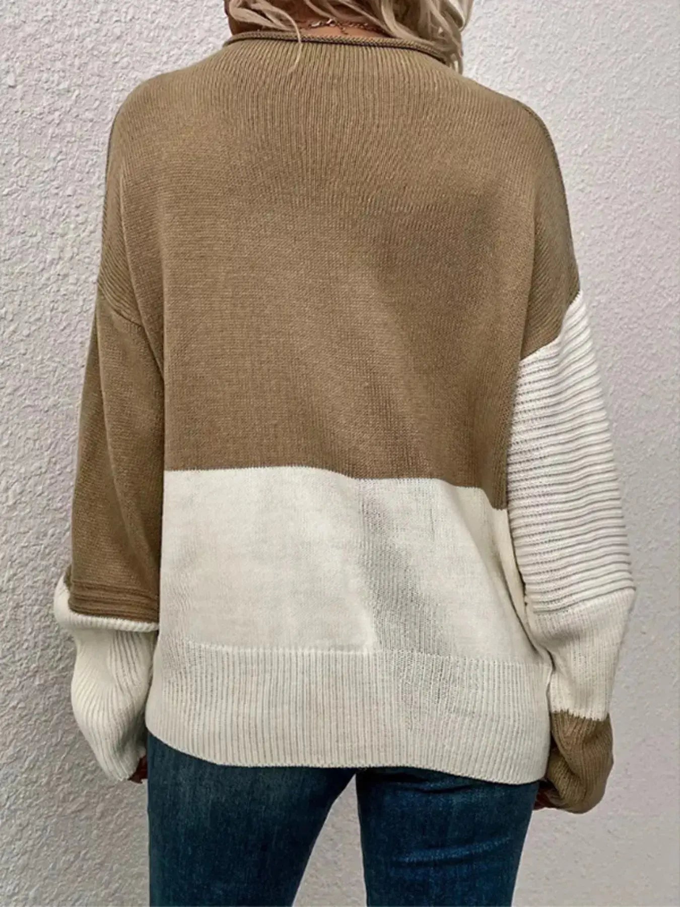 Color Block Ribbed Knit Sweater Simply Love