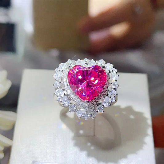 5 Carat Moissanite Heart Shaped Ring 925 Sterling Silver Simply Love