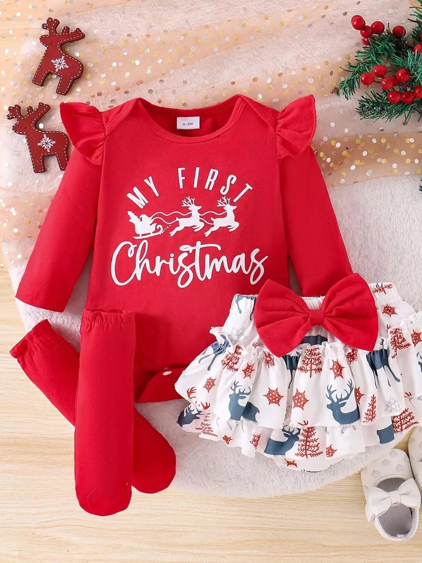 Children's My First Christmas Ruffle Sleeve Set Simply Love