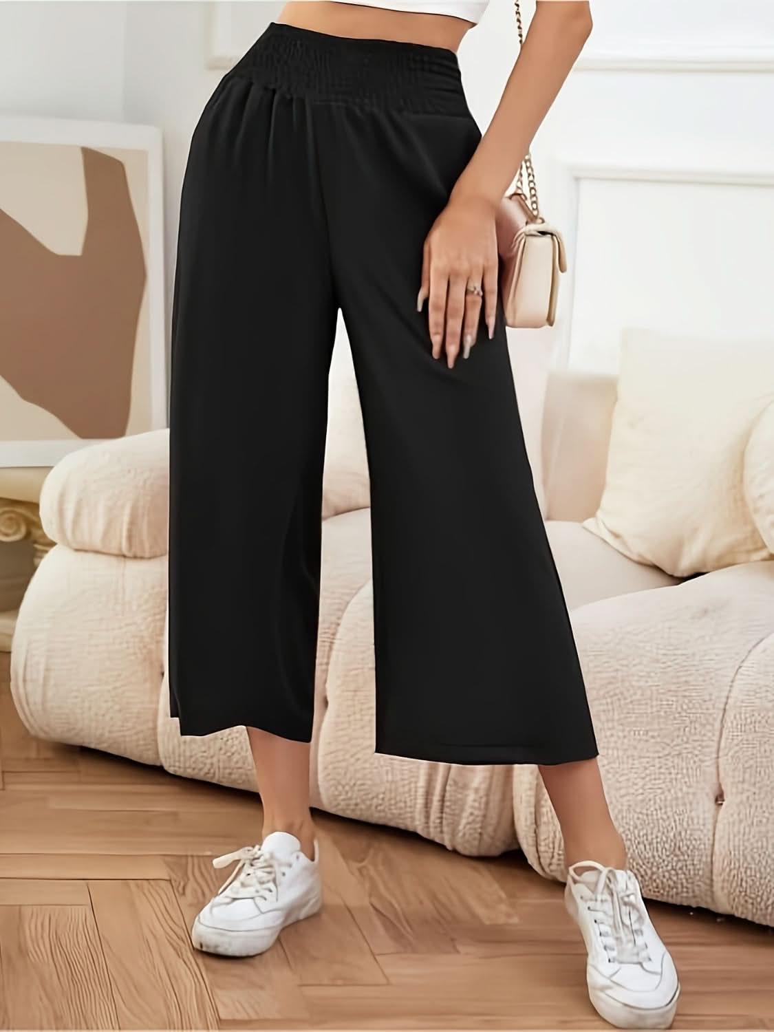 High-Waisted Wide Leg Trousers