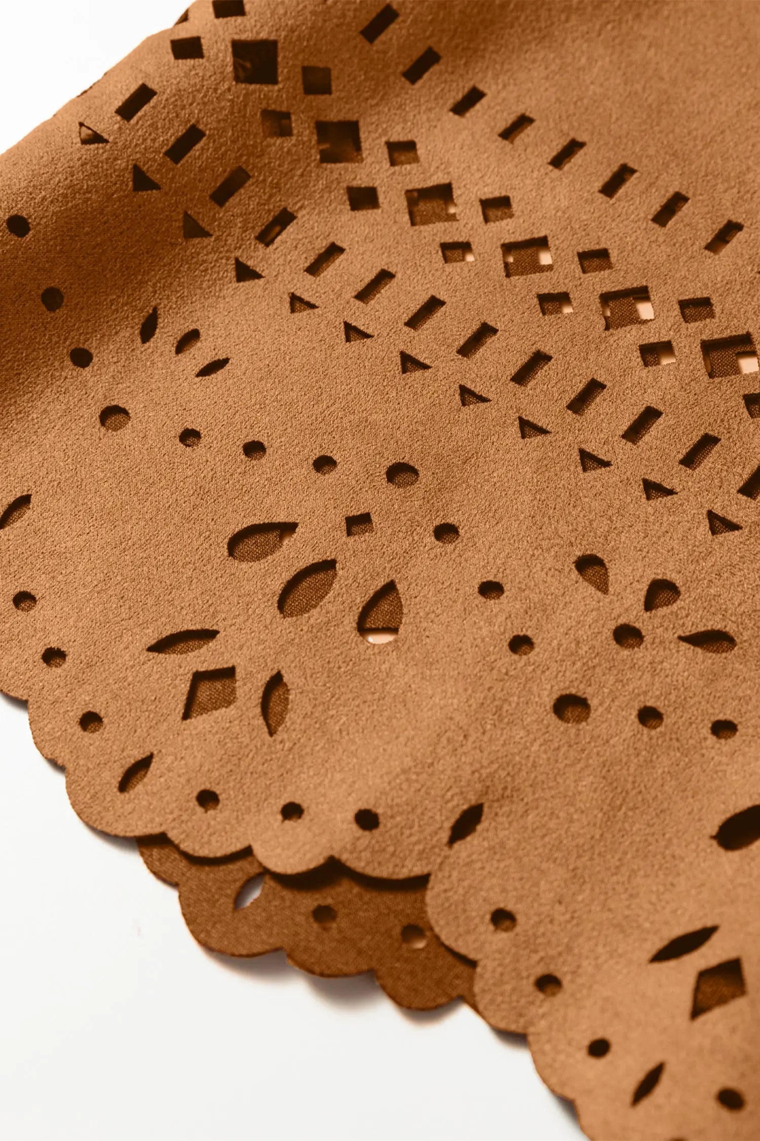 Thai Curry Solid Color Faux Suede Retro Jacket With Hollowed Detail Dear-Lover Dropshipping