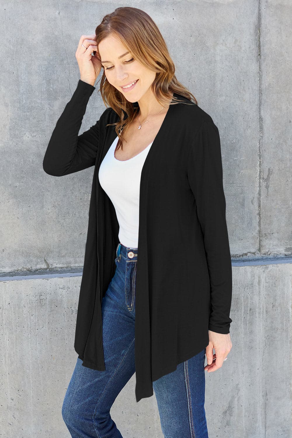 Basic Bae Full Size Open Front Long Sleeve Cardigan.