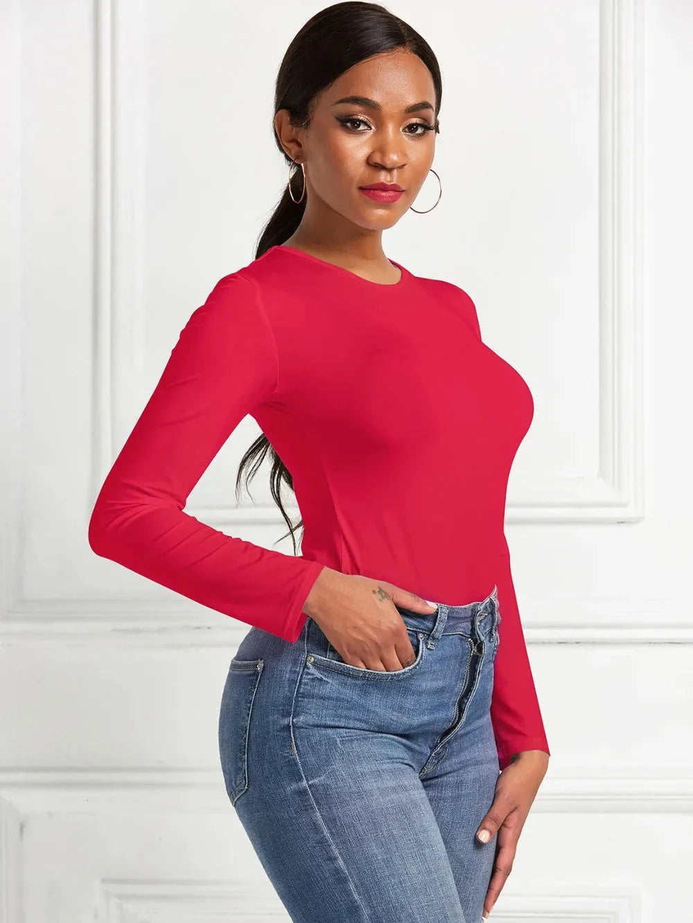 Round Neck Long Sleeve Bodysuit Coco’s Tee Boutique