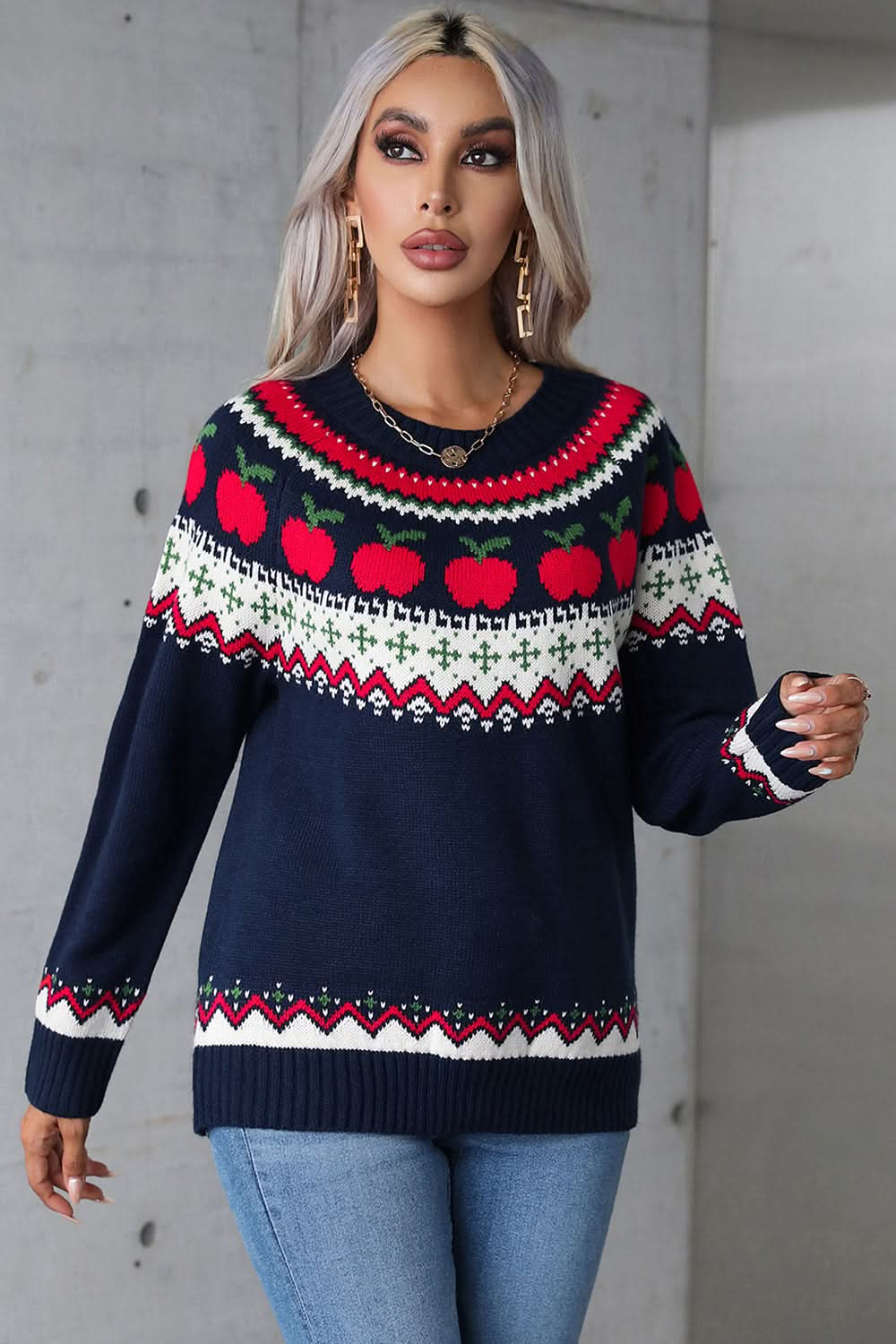 Angel wings cozy long sleeve sweater with a round neck