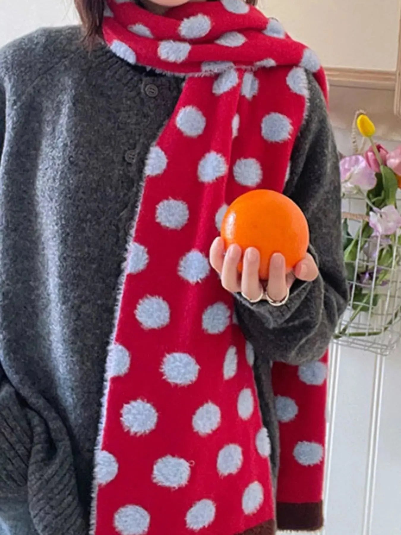 Fuzzy Polka Dot Scarf Simply Love