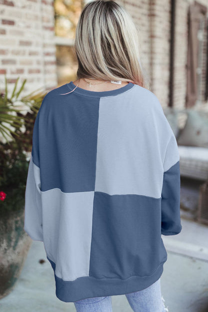 Contrast Half Button Long Sleeve Sweatshirt.