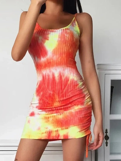 Sunset Vibes Tie-Dye Ribbed Mini Dress