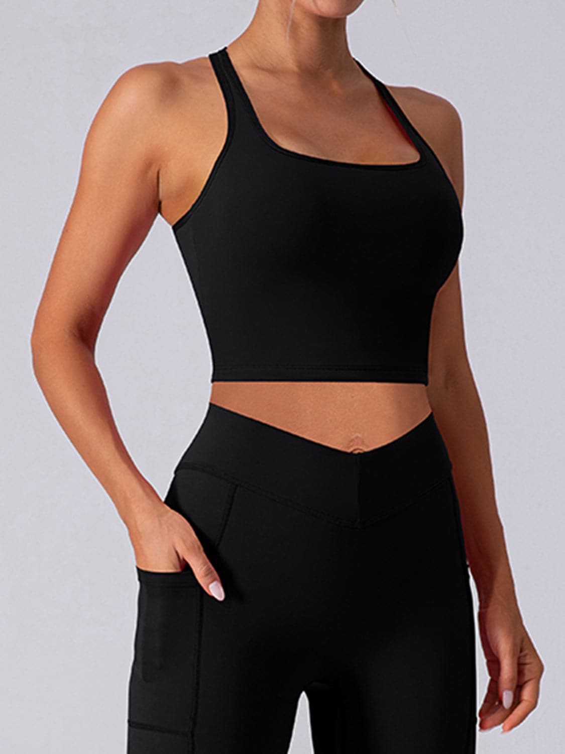 Square Neck Racerback Cropped Tank.