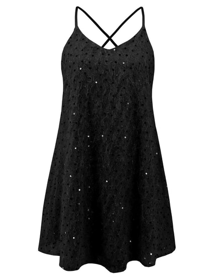 Sequin V-Neck Mini Cami DressUpgrade Your Style with our Sequin V-Neck Mini Cami Dress
 Get ready to shine and stand out with our Sequin V-Neck Mini Cami Dress. This stunning dress is a must-havLove Salve -Neck Mini Cami Dressjust arrived