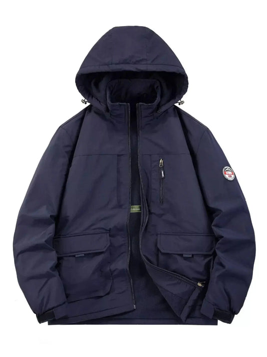 Men's Plus Size Zip Up Hooded Outdoor Jacket Simply Love