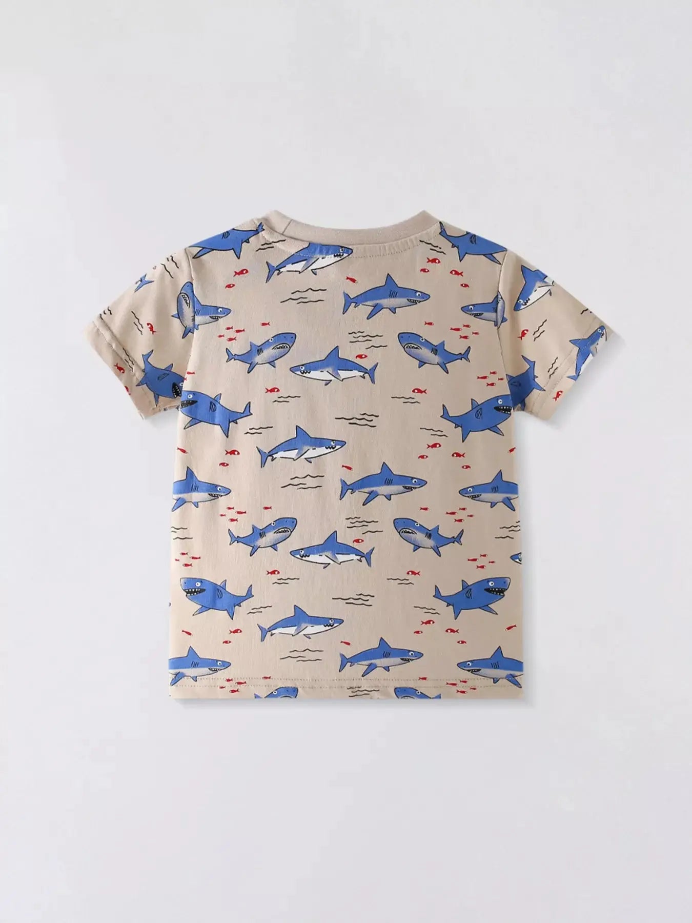 Children's Shark Print Crew Neck Short Sleeve T-Shirt Simply Love