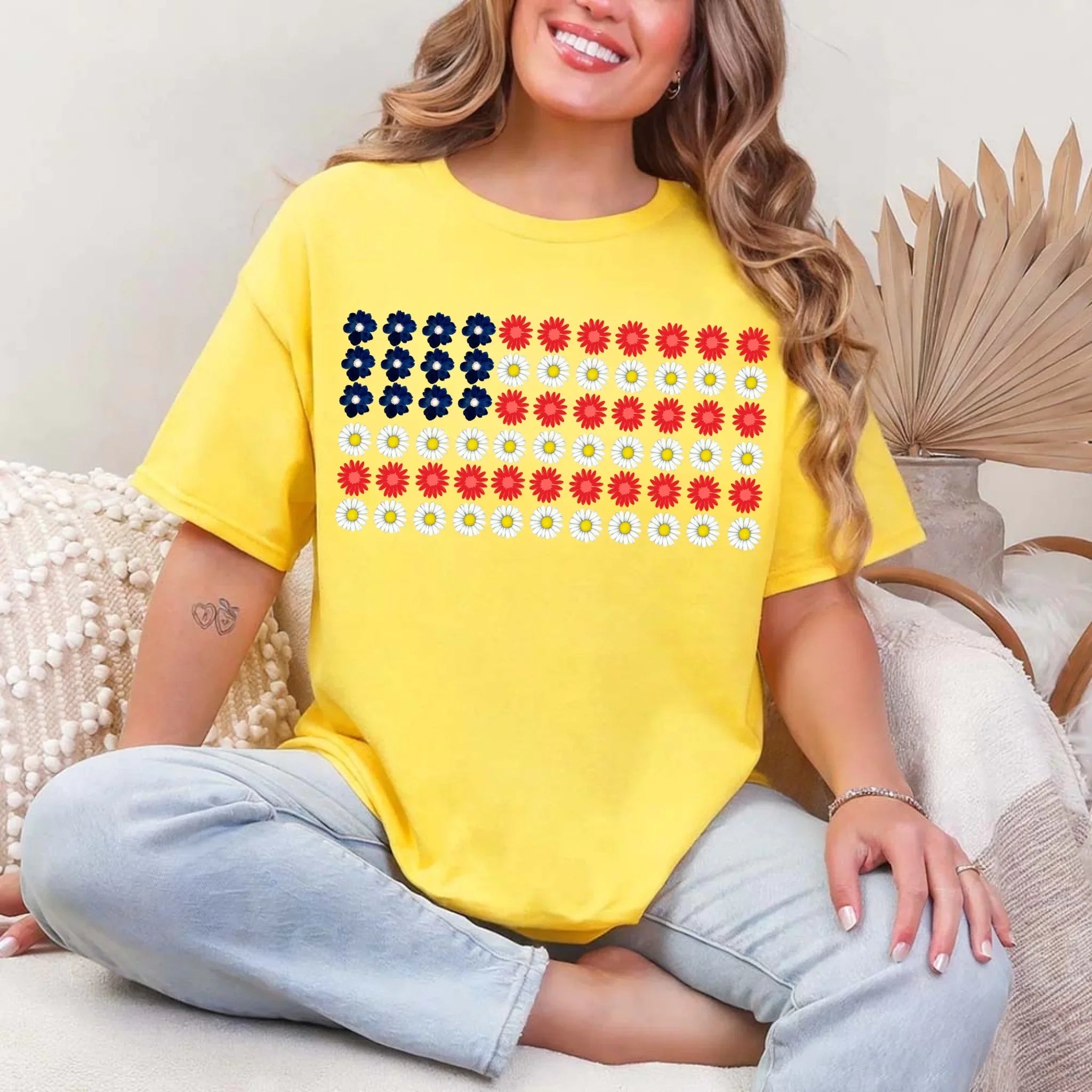 American Flag Daysies, Flowers Independence Day T-shirt Adorb.co
