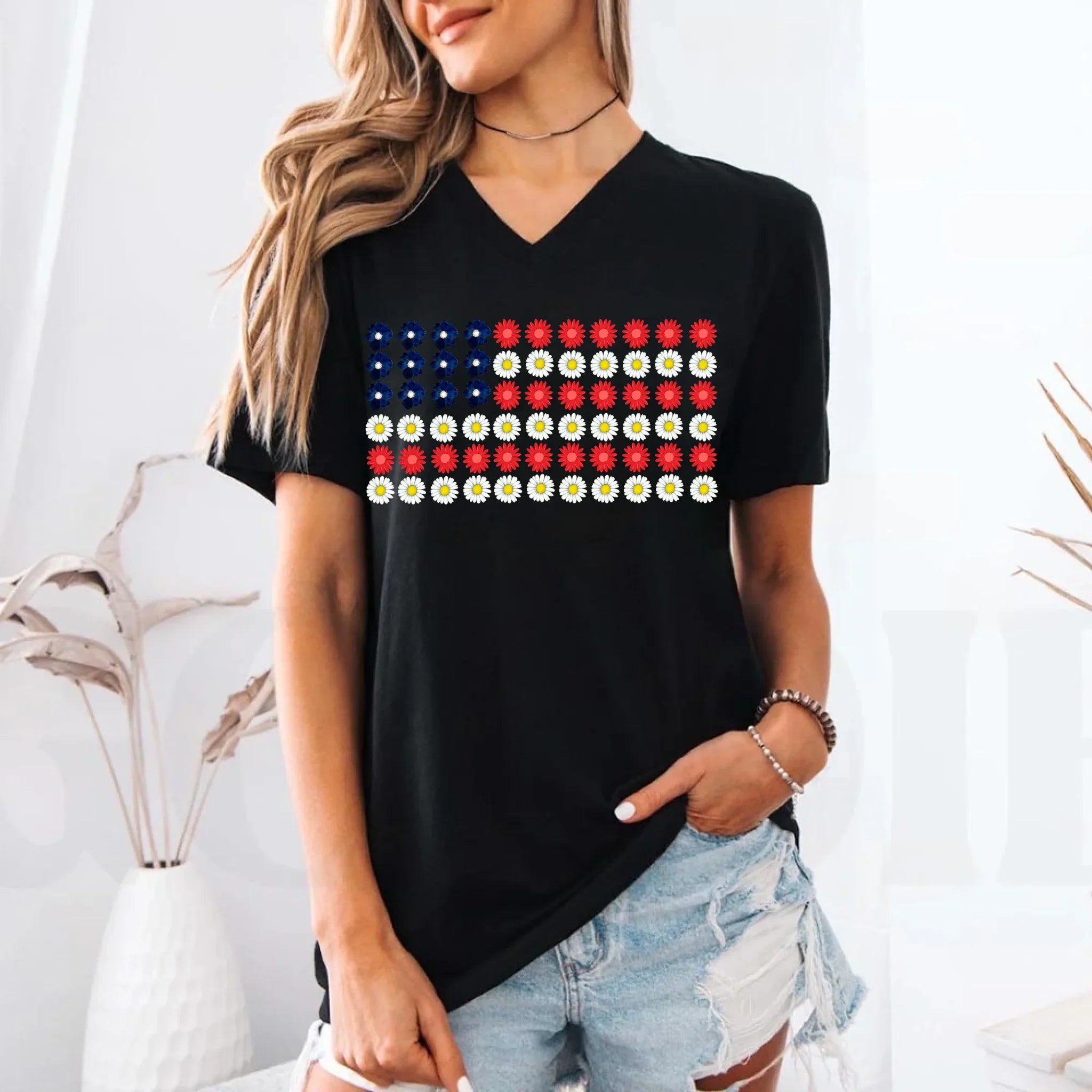 American Flag Daysies, Flowers Independence Day T-shirt - Product image 12 T-Shirts by Adorb.co