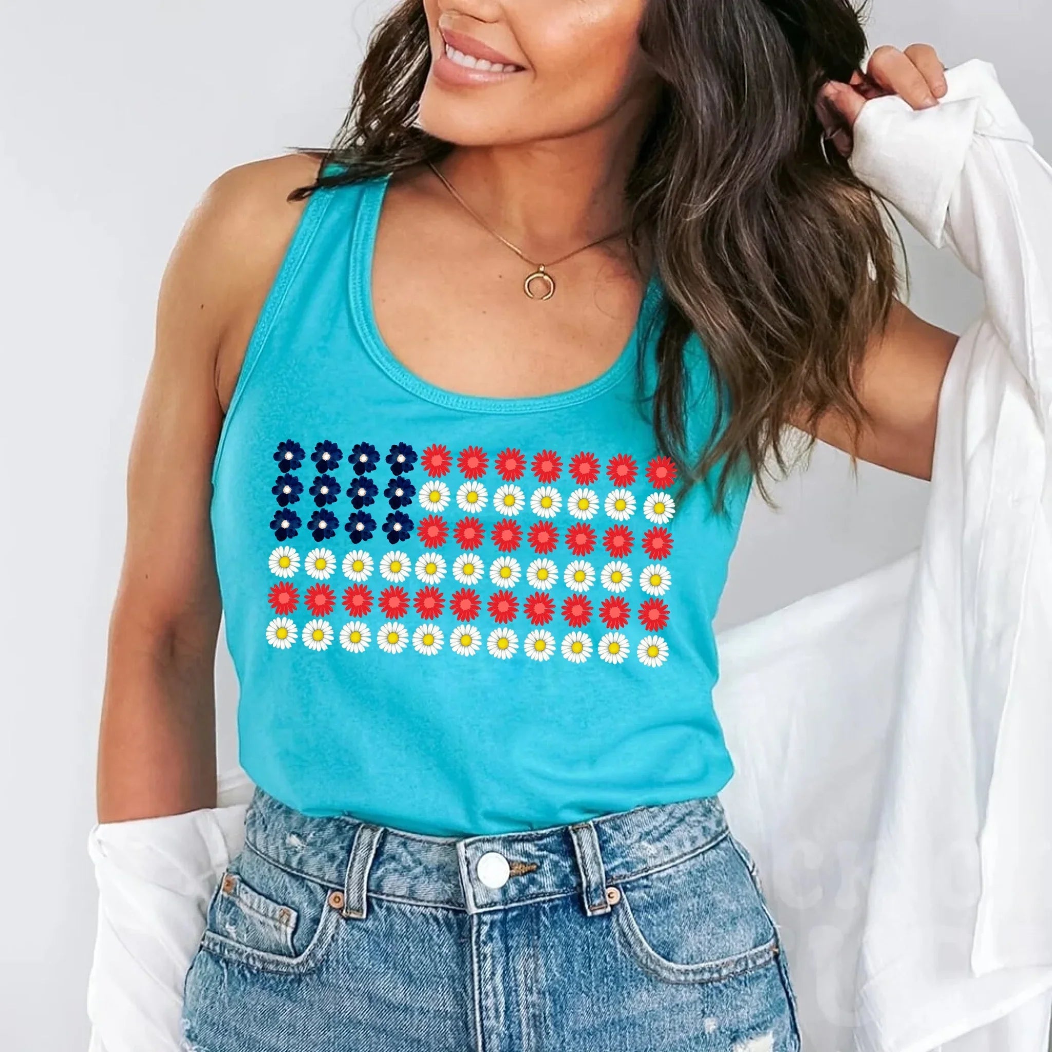 American Flag Daysies, Flowers Independence Day T-shirt Adorb.co