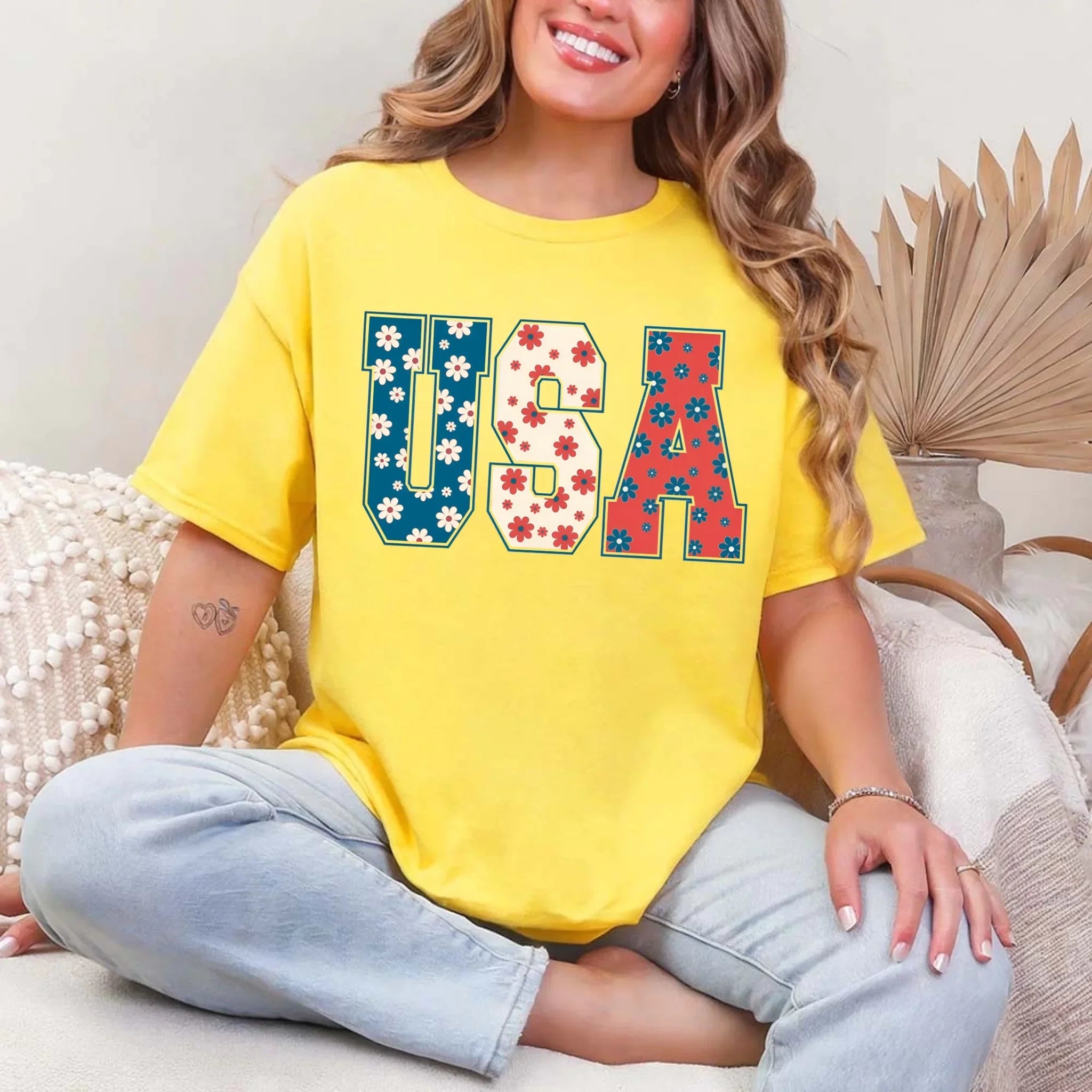 USA Floral T-Shirt - Independence Day Flowers Tees Adorb.co