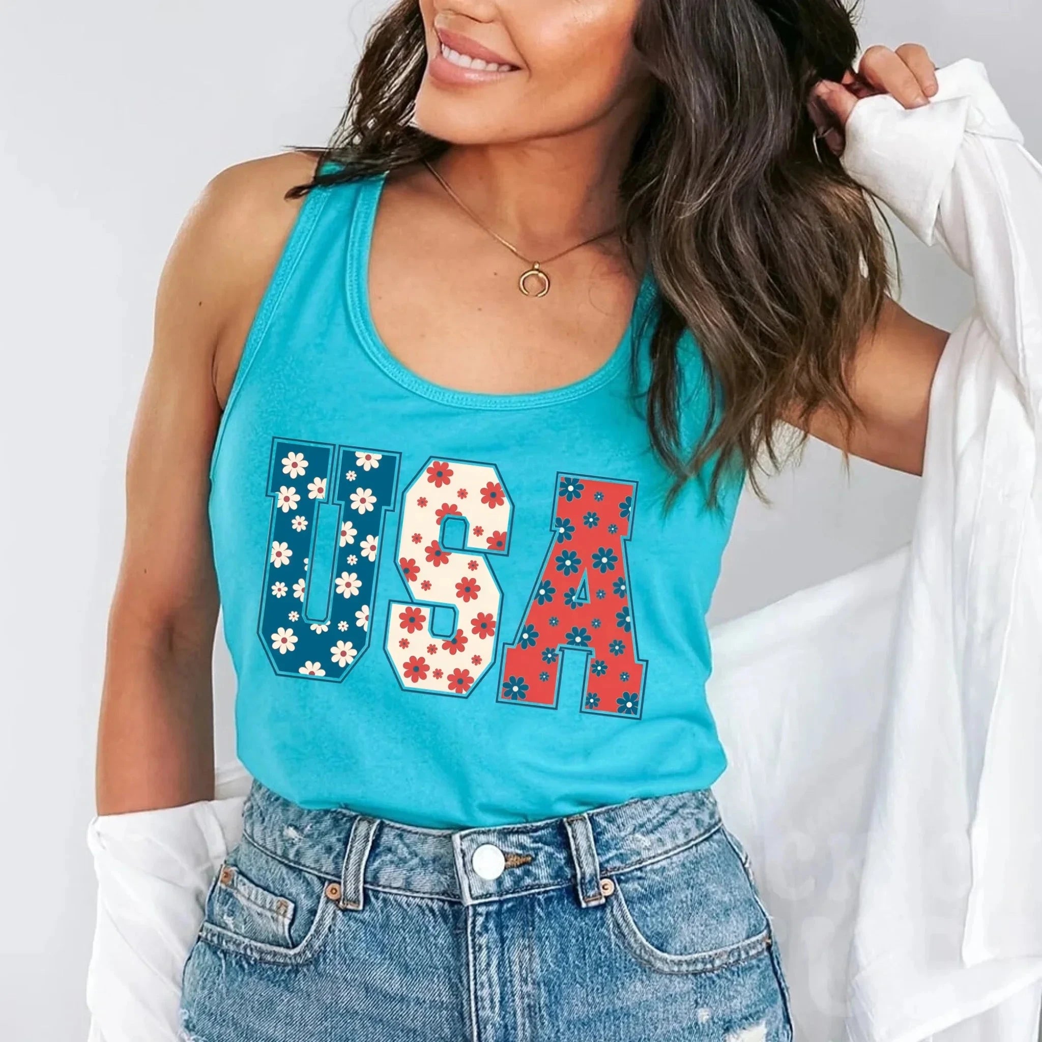 USA Floral T-Shirt - Independence Day Flowers Tees Adorb.co