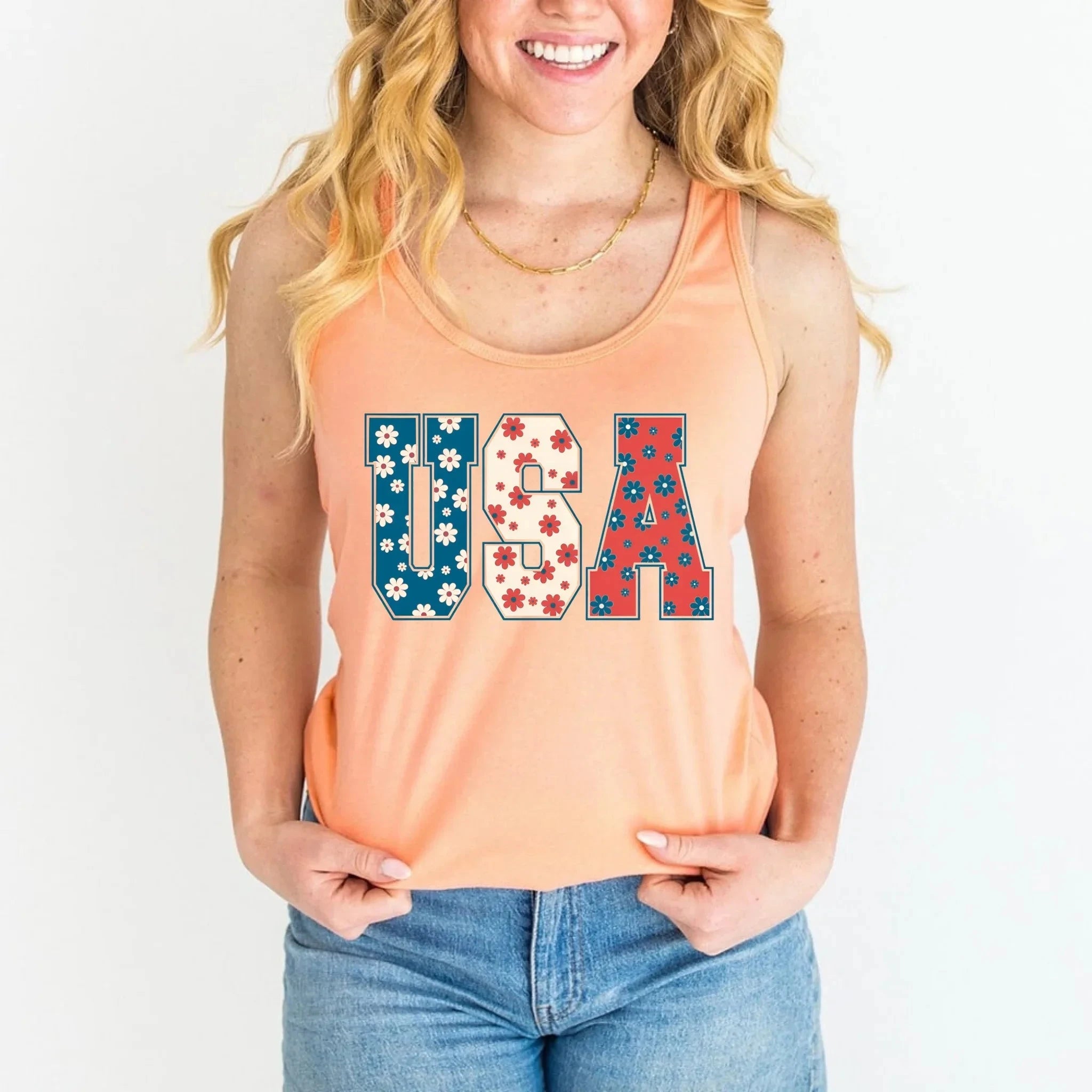 USA Floral T-Shirt - Independence Day Flowers Tees Adorb.co