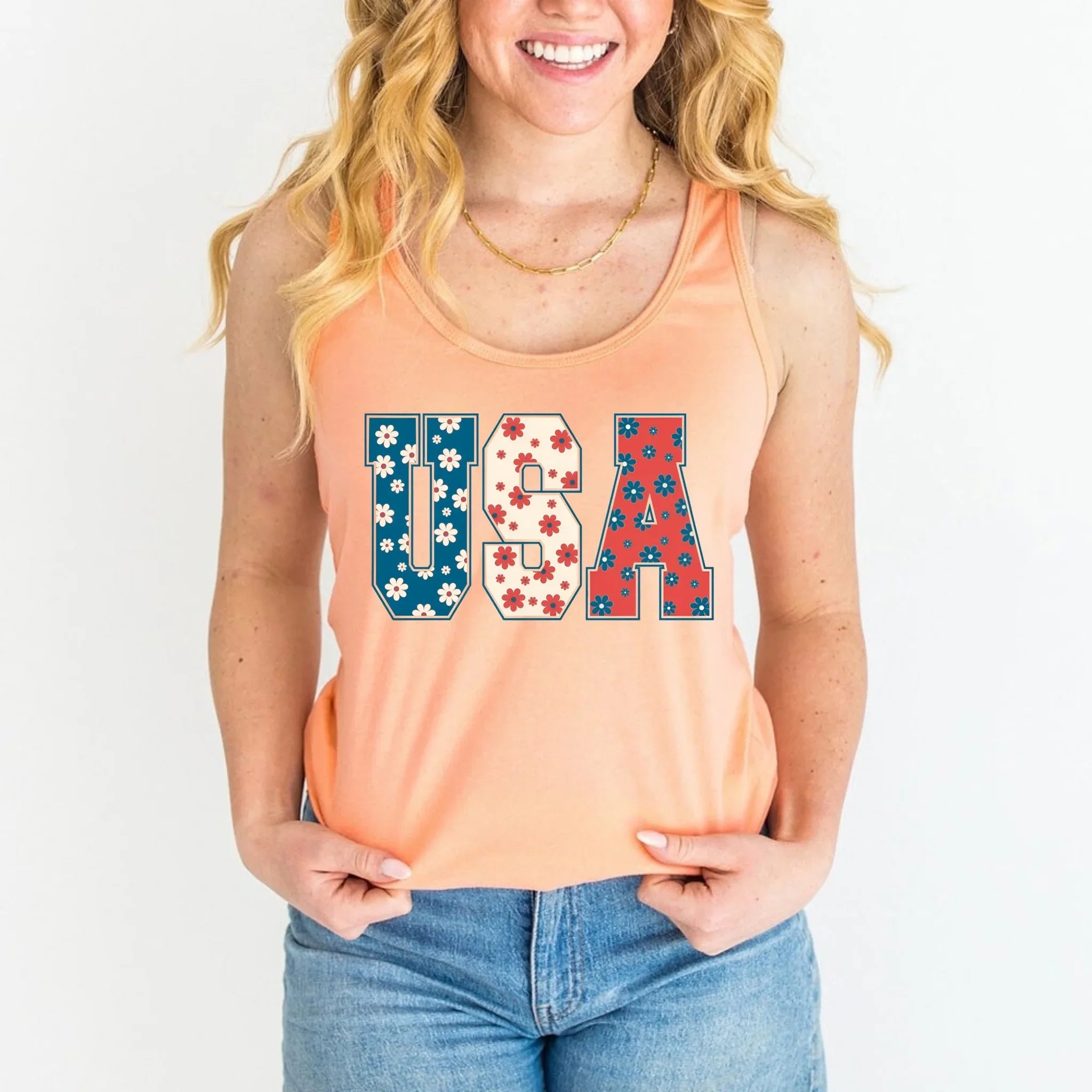 USA Floral T-Shirt - Independence Day Flowers Tees Adorb.co
