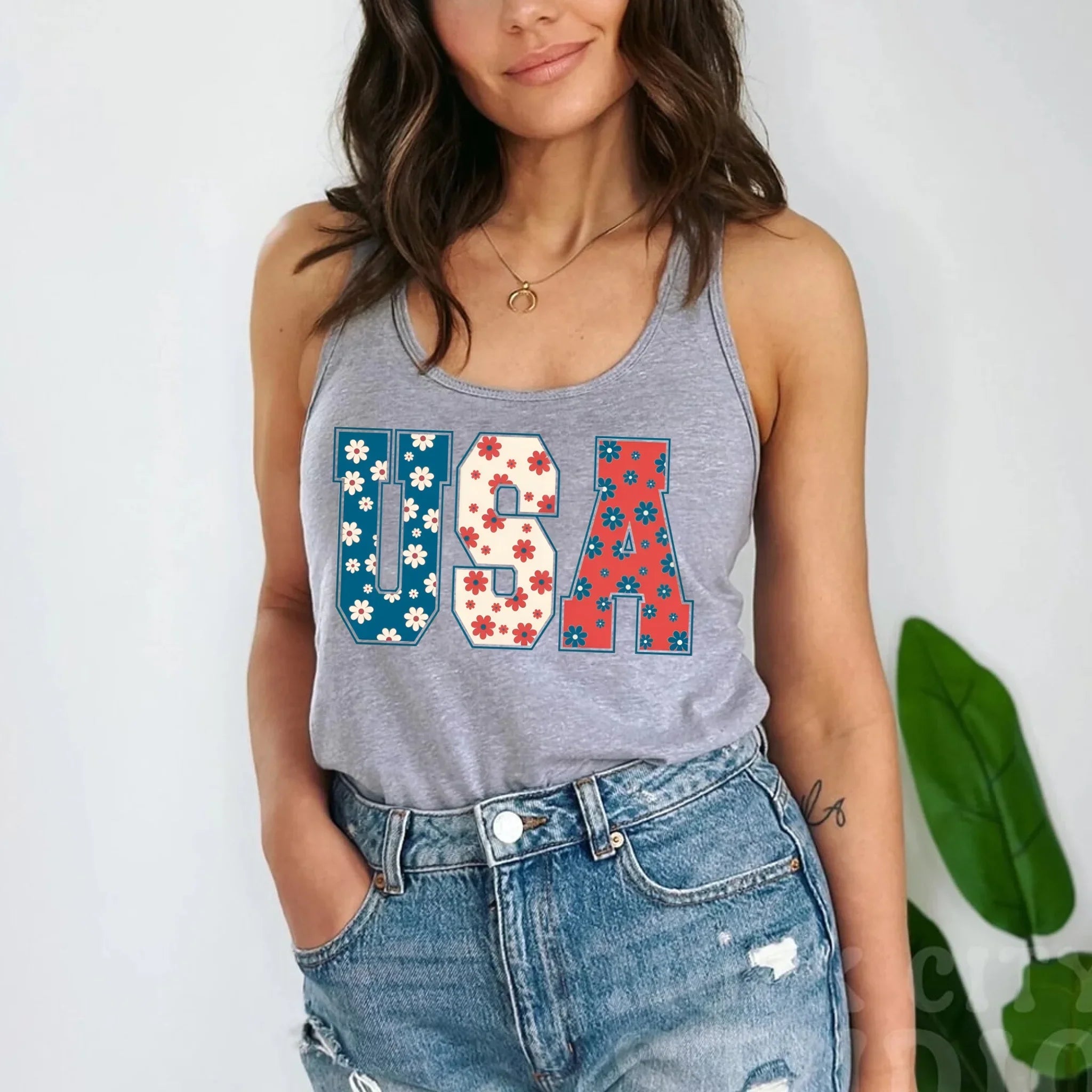 USA Floral T-Shirt - Independence Day Flowers Tees Adorb.co