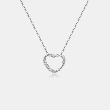 Heart Inlaid Zircon Spring Ring Closure Necklace.