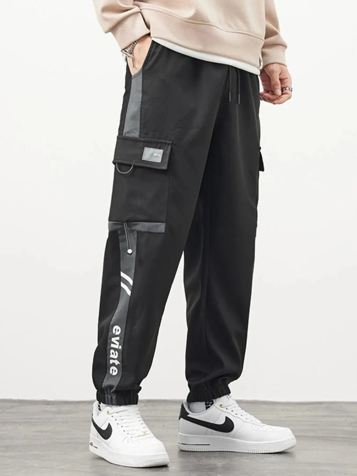 Men's Plus Size Cargo Pants with Side Stripe Simply Love