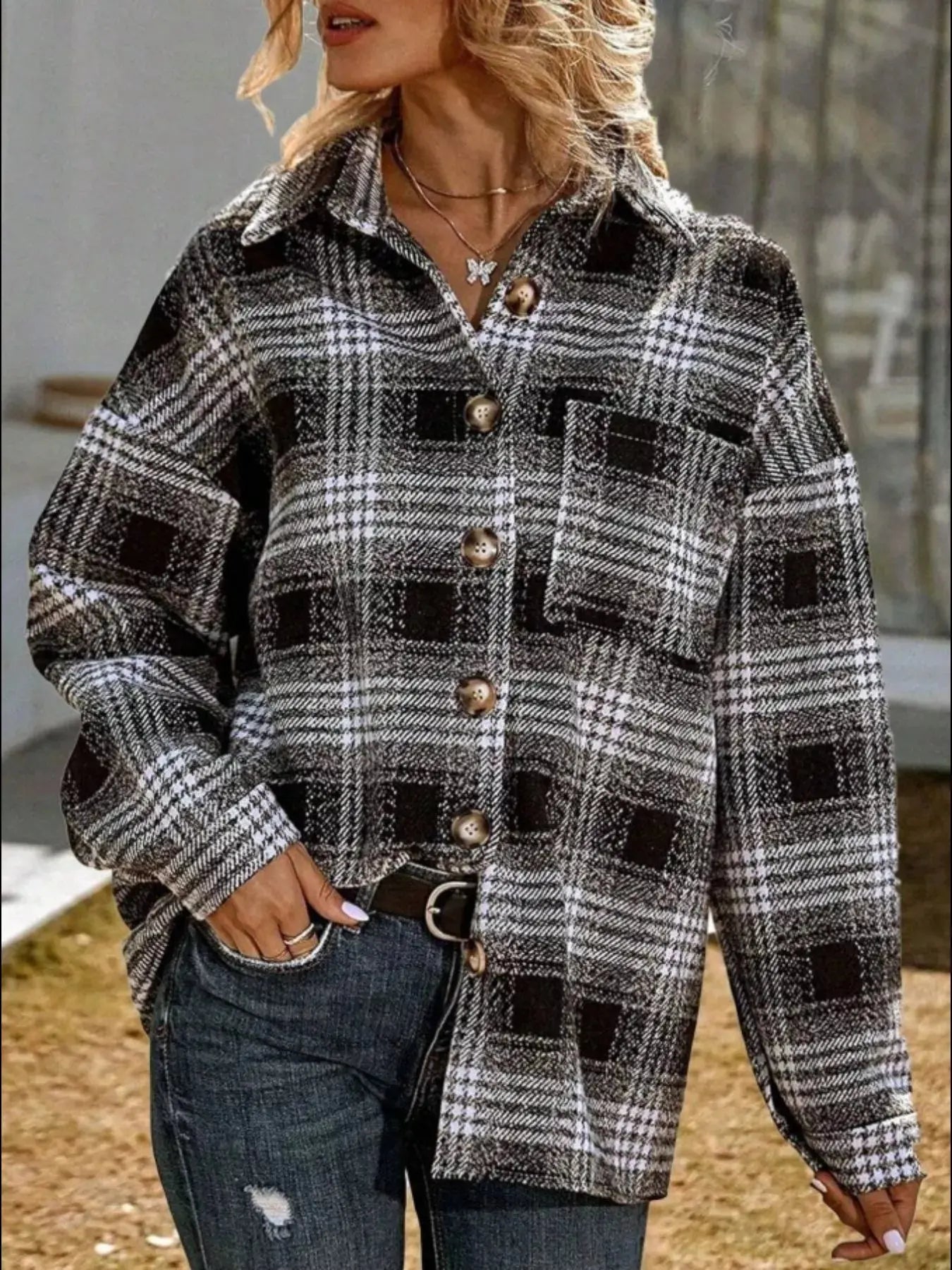 Plaid Button-Up Shirt Simply Love