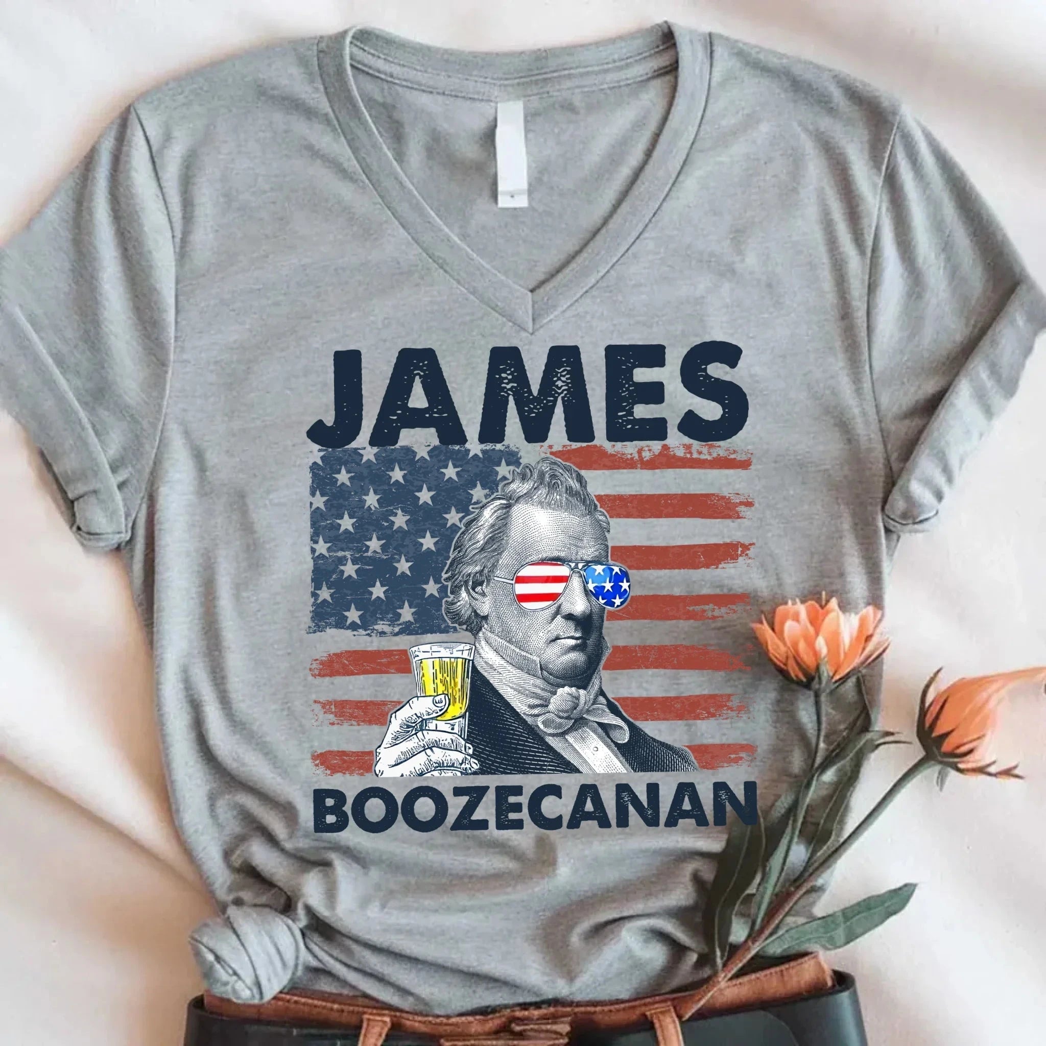 James Boozecanan 4th of July Unisex Crew Neck Shirt – Funny Presidential Drinking Tee Adorb.co