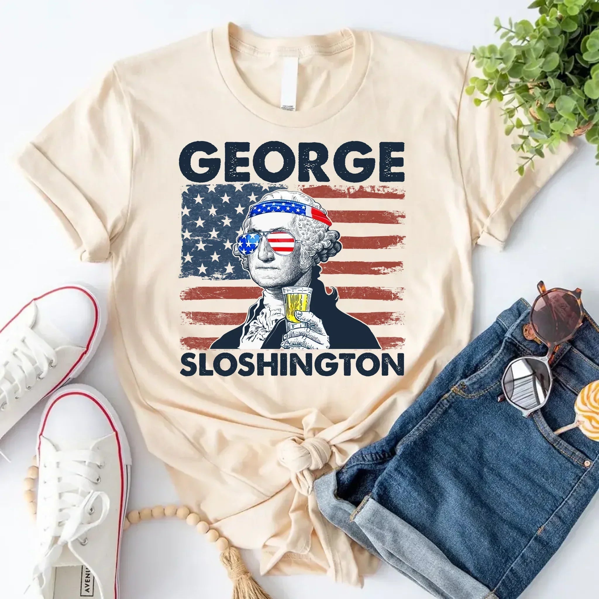 Adorb.co brand tag on the George Sloshington 4th of July Shirt, emphasizing the quality and authenticity of the apparel.