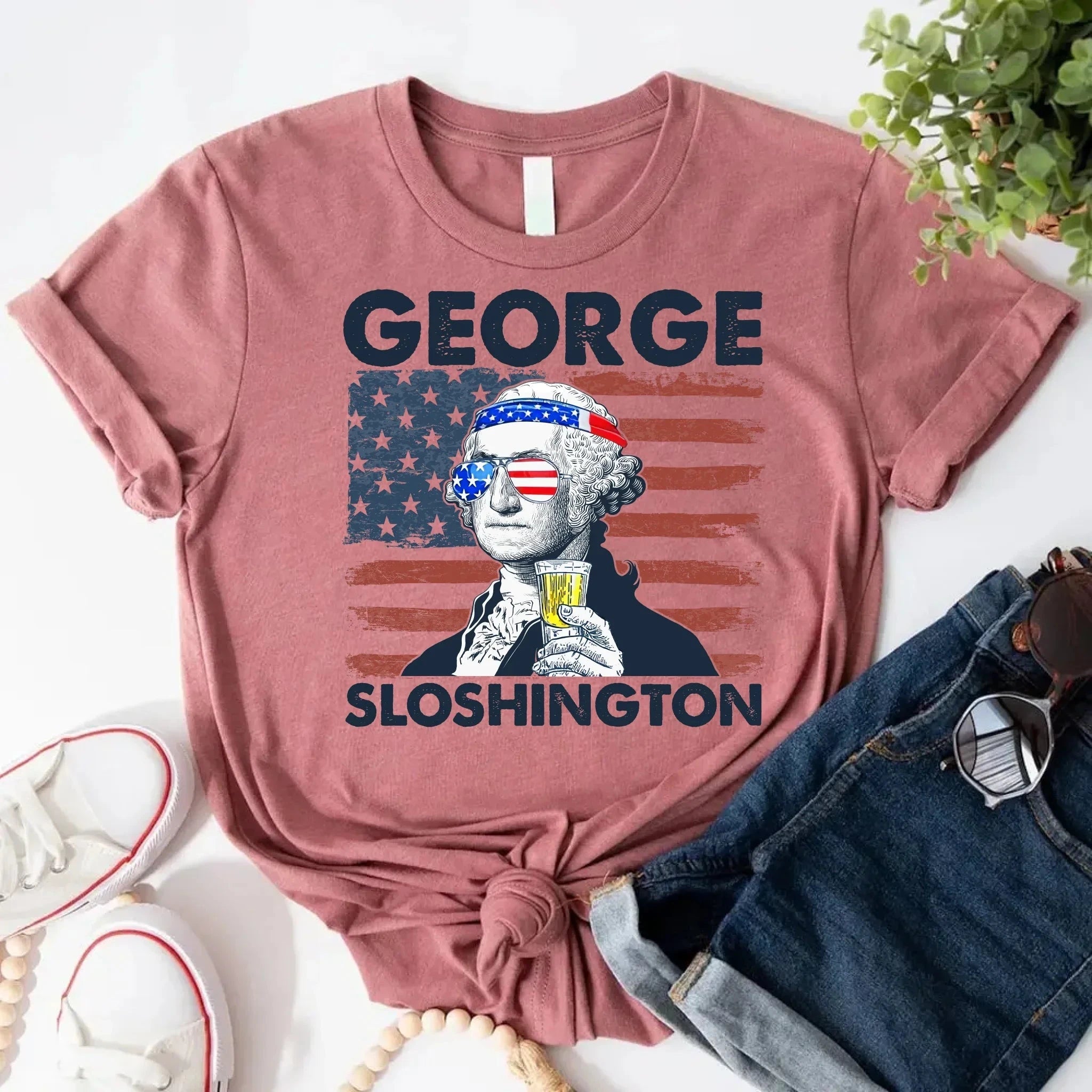 George Sloshington 4th of July Shirt – Washington Drinking Party Tee Adorb.co