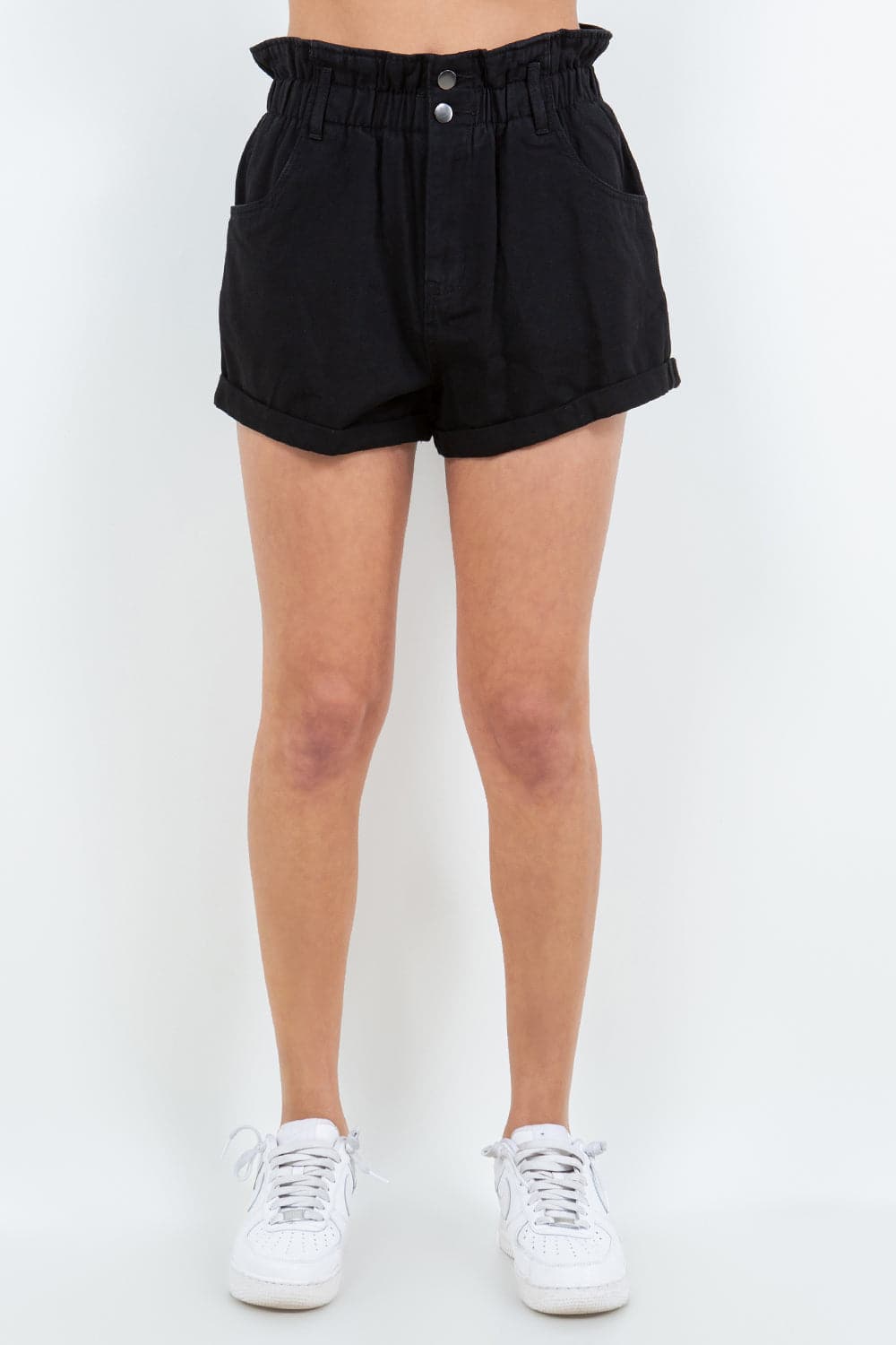 American Bazi High Waist Paper Bag Shorts.