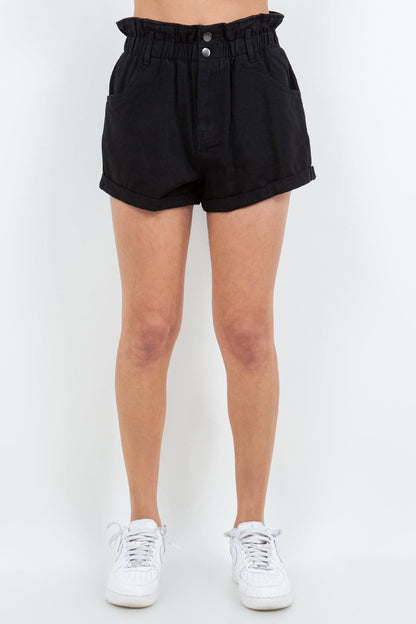 American Bazi High Waist Paper Bag Shorts.