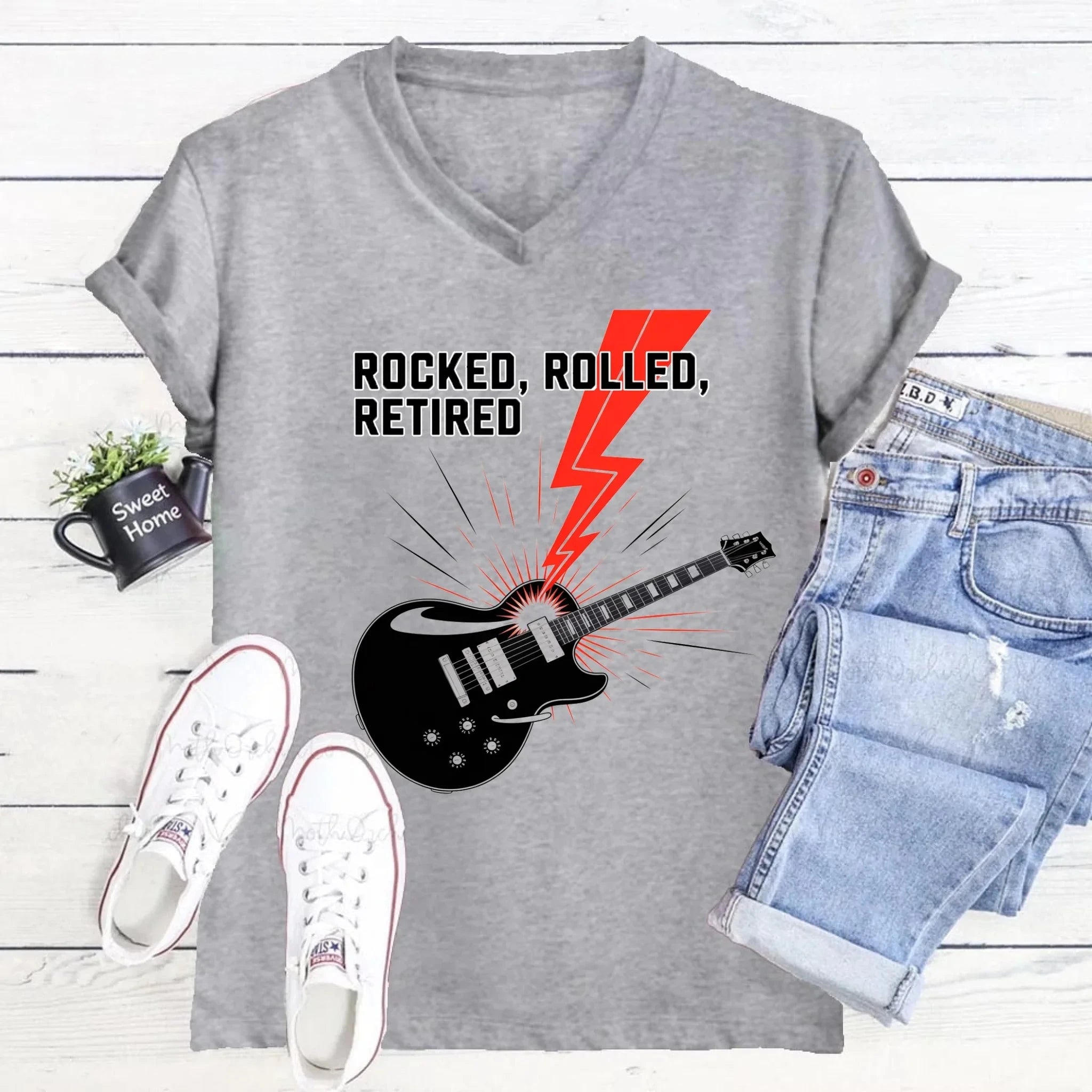 Rocked Rolled Retired T-Shirt – Funny Retirement Gift Shirt Adorb.co